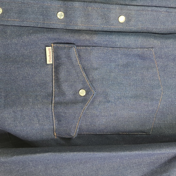 Carhartt Vintage Western Denim Pearl Snap Shirt Size 20x36 🇺🇸(3XL-4XL) - Picture 5 of 11